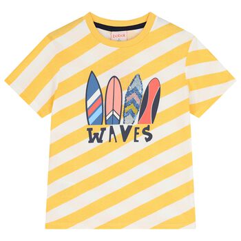 Boys White & Yellow Striped T-Shirt