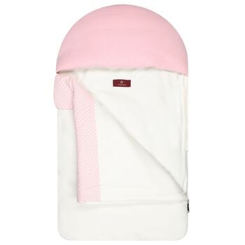 Baby Girls White & Pink Teddy Bear Logo Nest