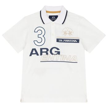 Boys White Logo Polo Shirt