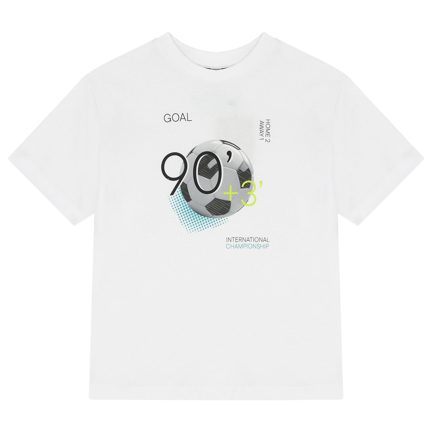 Boys White Football T-Shirt, 3, hi-res