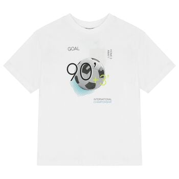 Boys White Football T-Shirt