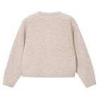 Girls Beige Bow Knitted Cardigan , 3, hi-res