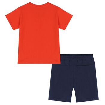 Boys Red & Navy Blue Shorts Set