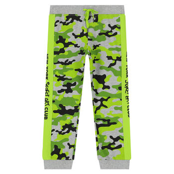 Boys Grey & Green Camouflaged Joggers
