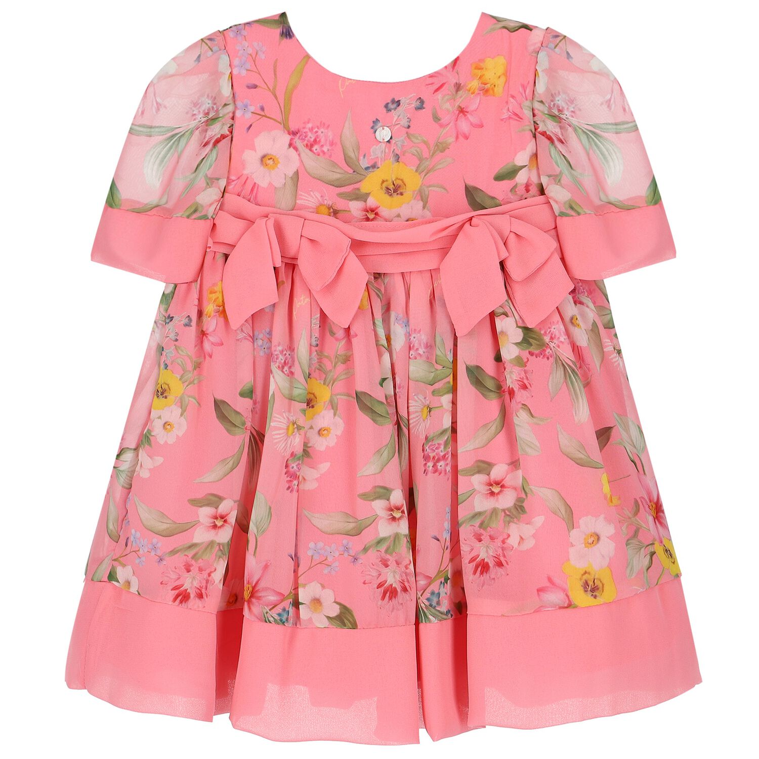 Baby Girls Pink Floral Chiffon Dress, 1, hi-res image number null
