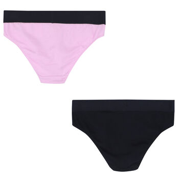 Girls Black & Pink Logo Knickers (2-Pack)