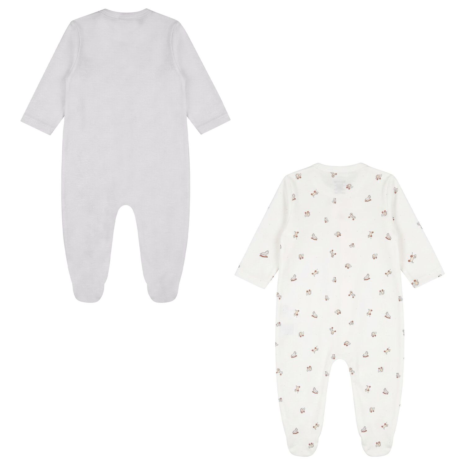 White & Grey Babygrows ( 2-Pack ), 1, hi-res