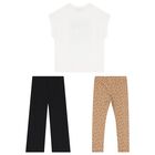 Girls Ivory, Beige & Black Leggings Set, 1, hi-res
