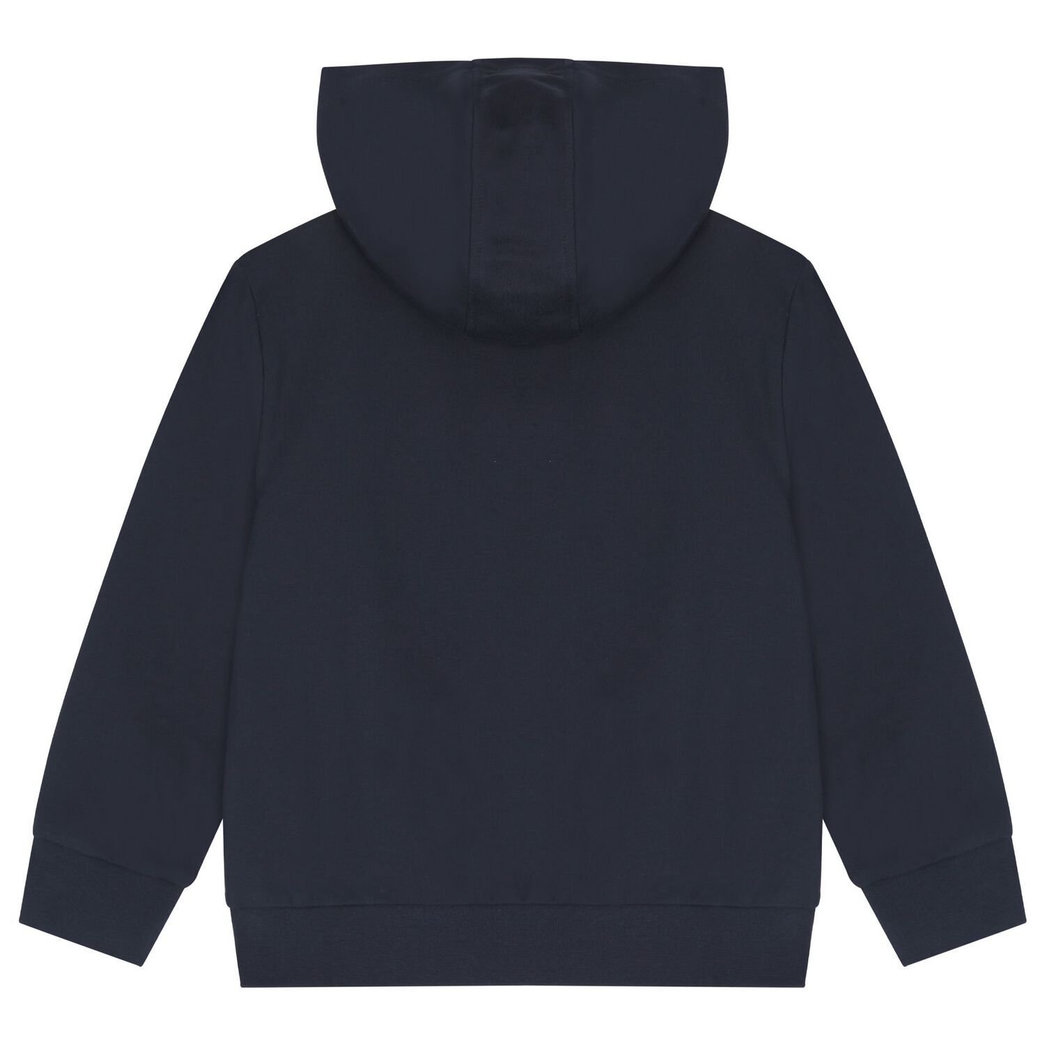 Boys Navy Blue Logo Hooded Zip Up Top, 2, hi-res image number null