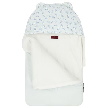 Baby Boys Blue & Ivory Teddy Bear Logo Baby Nest