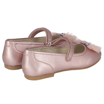 Girls Pink Bow Ballerina Shoes