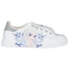 Girls White & Blue Disney Logo Trainers, 1, hi-res