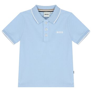 Younger Boys Pale Blue Logo Polo Shirt
