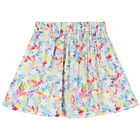 Girls White Star Flared Skirt, 1, hi-res