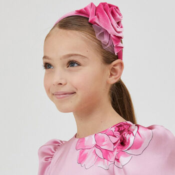Girls Pink Rose Hairband