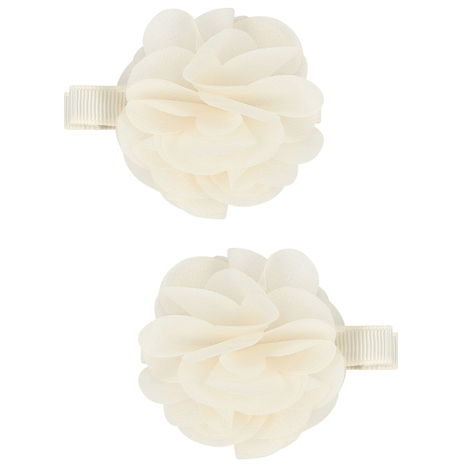 Girls Ivory Flower Hairclips ( 2 Pack ), 4, hi-res
