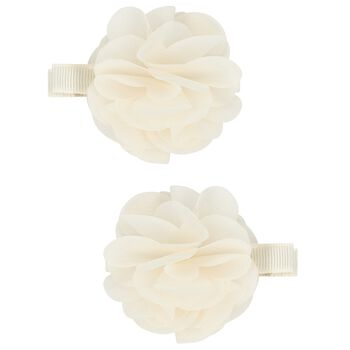 Girls Ivory Flower Hairclips ( 2 Pack )