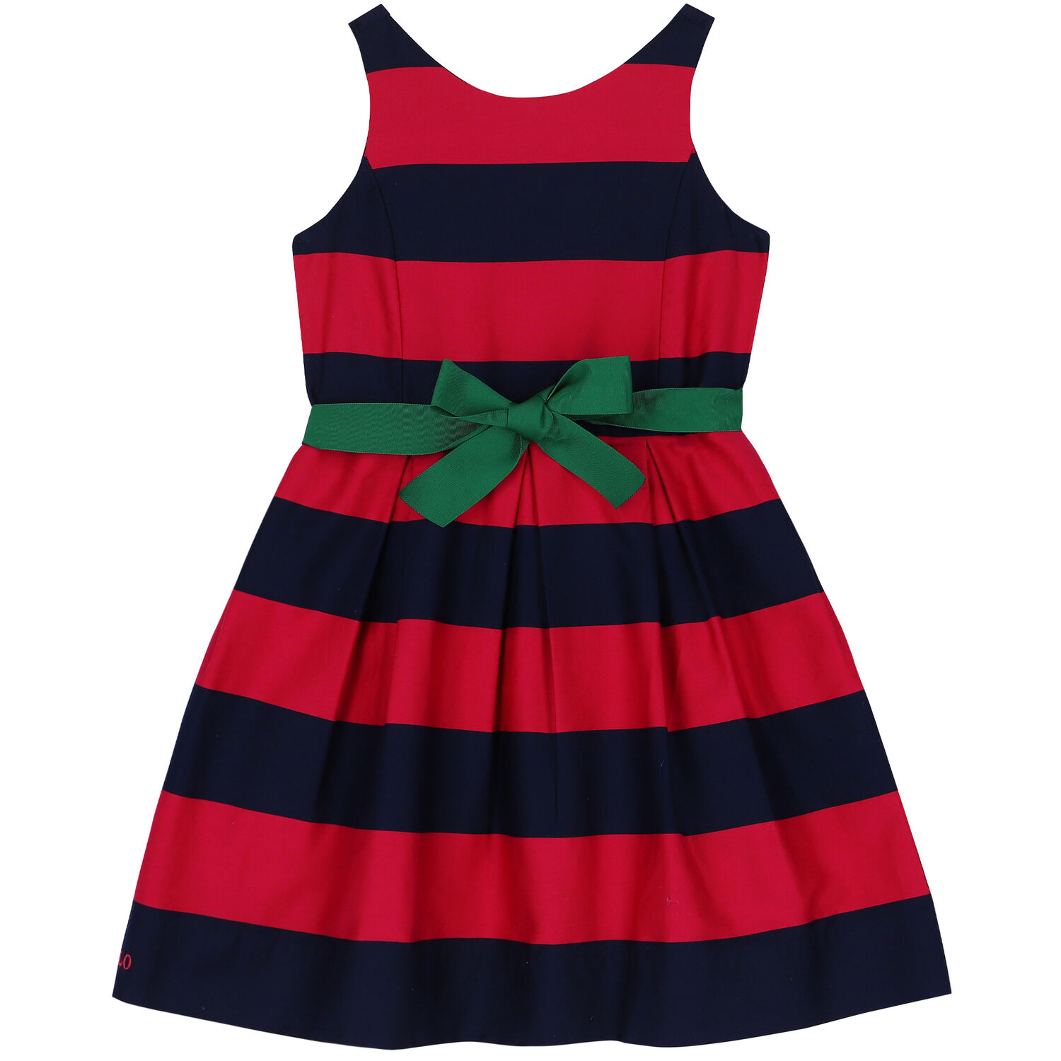 Ralph Lauren Girls Navy & Red Striped Dress | Junior Couture USA