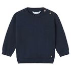 Younger Boys Navy Blue Knitted Jumper, 2, hi-res