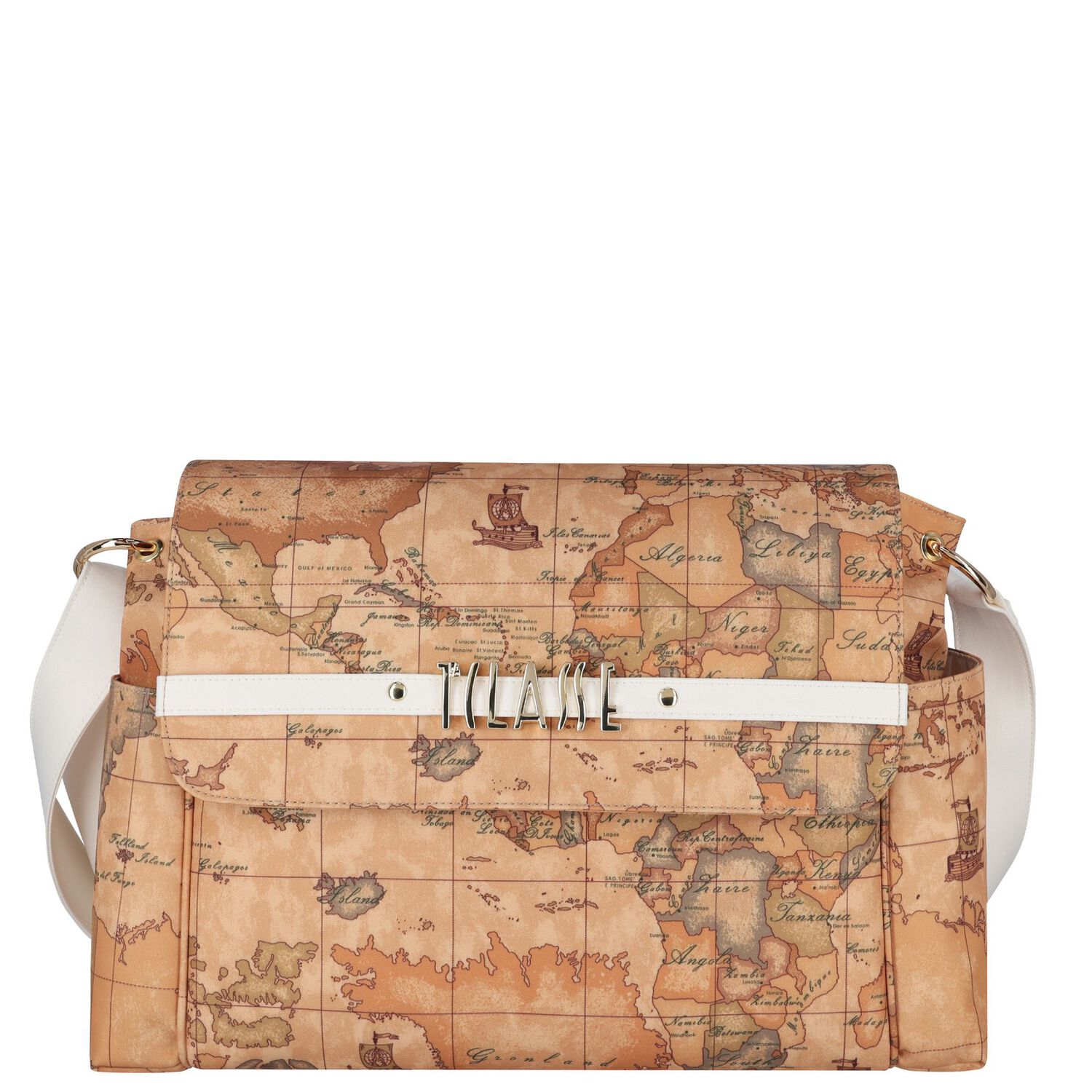 Beige & White Geo Map Baby Changing Bag, 1, hi-res
