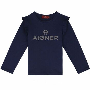 Girls Navy Blue & Gold Top