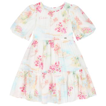 Girls White Floral Dress