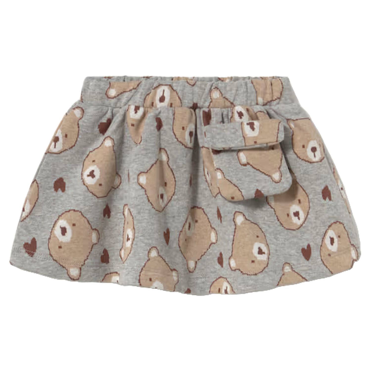 Younger Girls Grey Jacquard Teddy Bear Skirt, 1, hi-res