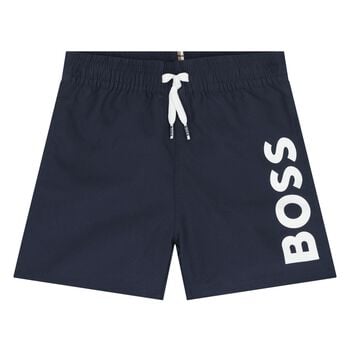 Younger Boys Navy Blue Logo Swim Shorts