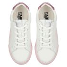 Girls White & Pink Logo Trainers, 1, hi-res