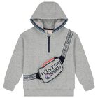 Boys Grey Bag Hooded Top, 1, hi-res
