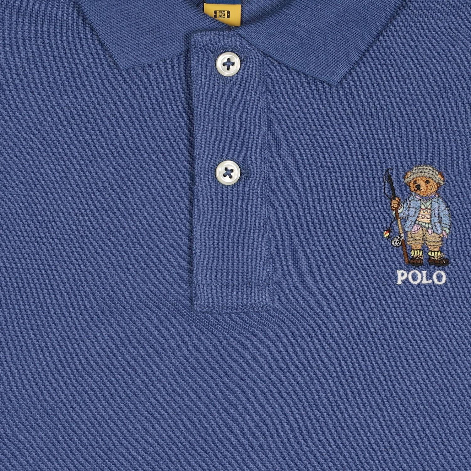 Boys Navy Blue Fishing Polo Bear Polo Shirt, 1, hi-res