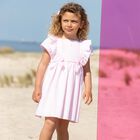 Girls Pink Bow Dress, 1, hi-res