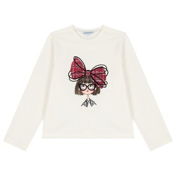 Girls Ivory Long Sleeve Top