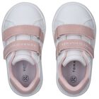 Girls White & Pink Logo Trainers, 1, hi-res