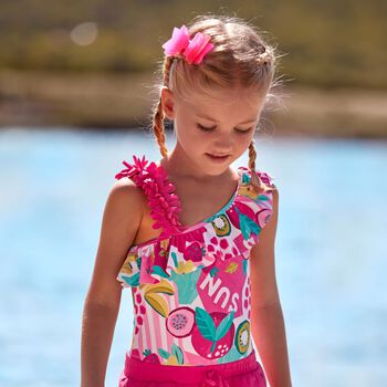 Girls Pink Floral Swimsuit
