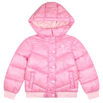 Girls Pink Bear Logo Padded Jacket