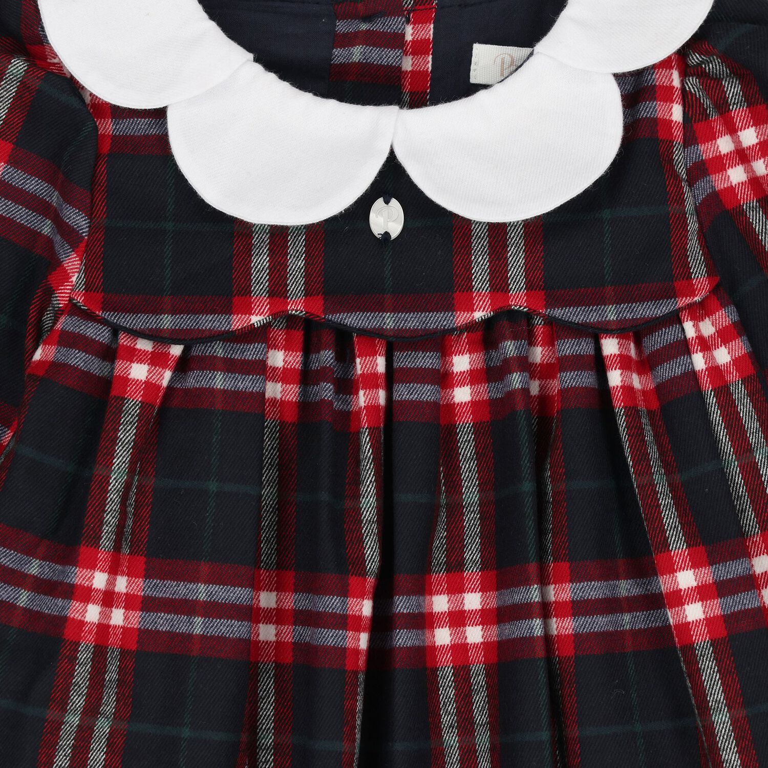 Baby Girls Navy Blue & Red Tartan Dress, 1, hi-res
