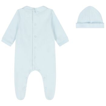 Baby Boys Blue Pleated Babygrow Set