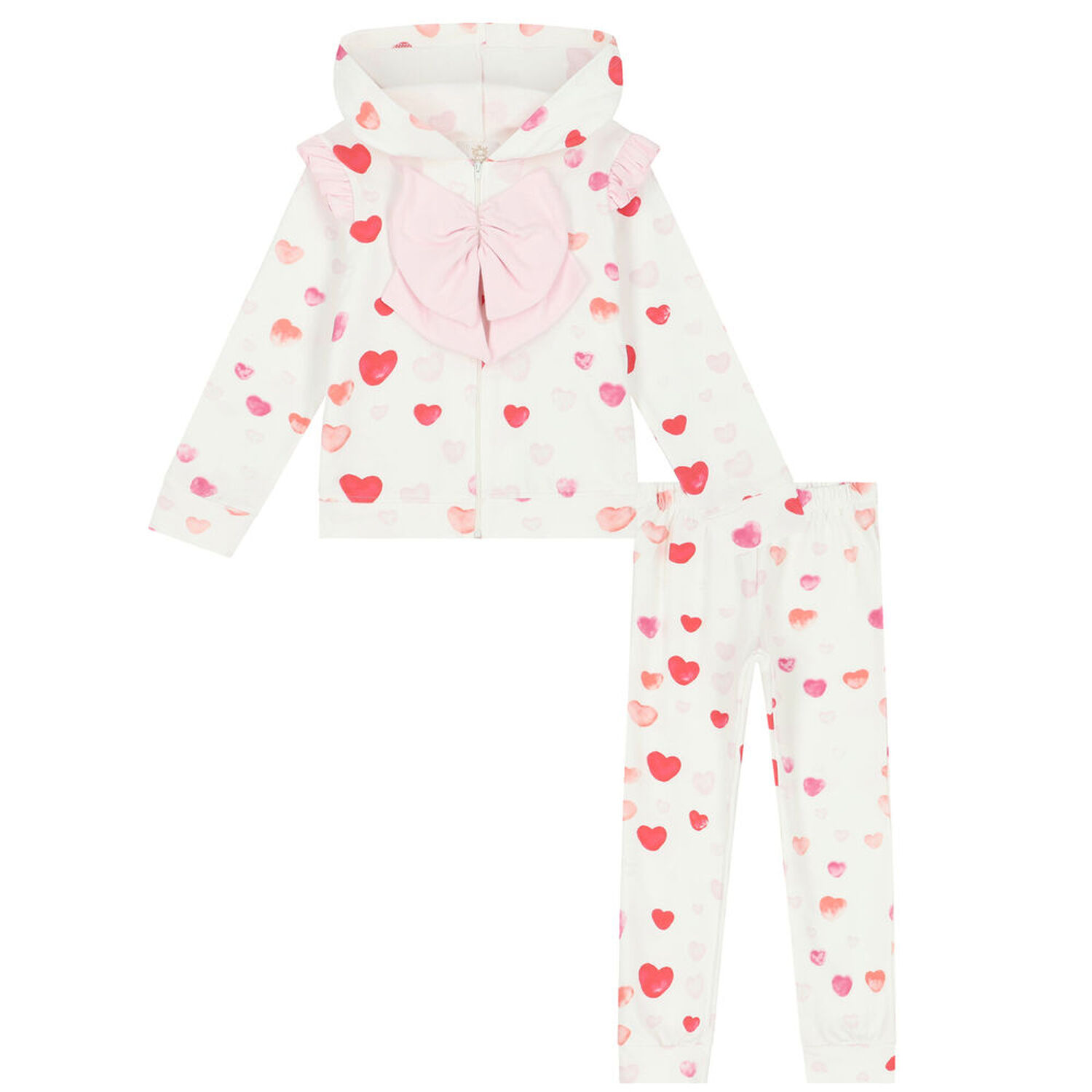 Girls Ivory Hearts Tracksuit, 1, hi-res