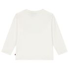 Girls Ivory & Gold Teddy Bear Logo Long Sleeve Top, 1, hi-res