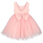 Girls Pink Bow Tulle Dress, 1, hi-res