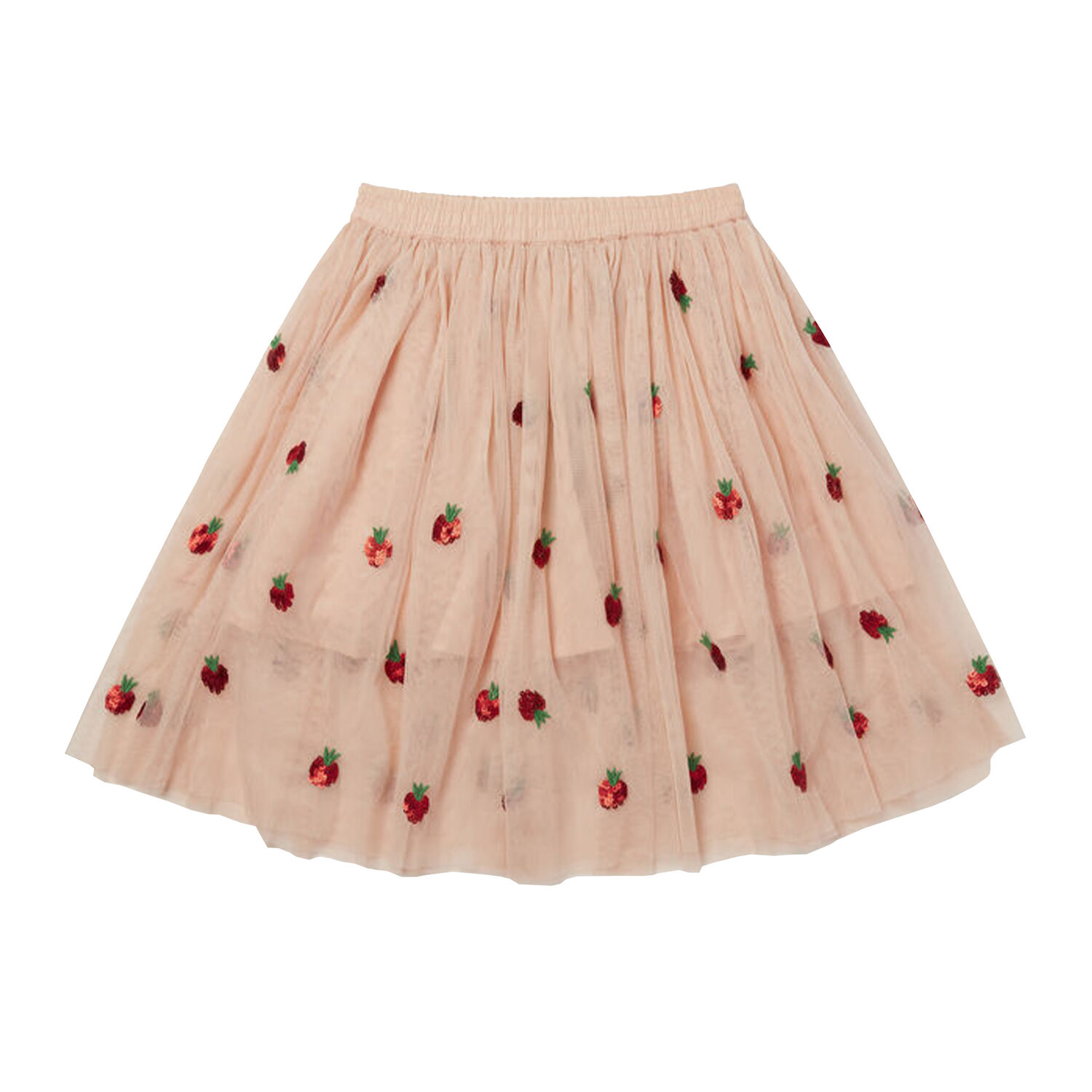 Girls Pink Strawberry Tulle Skirt, 1, hi-res image number null