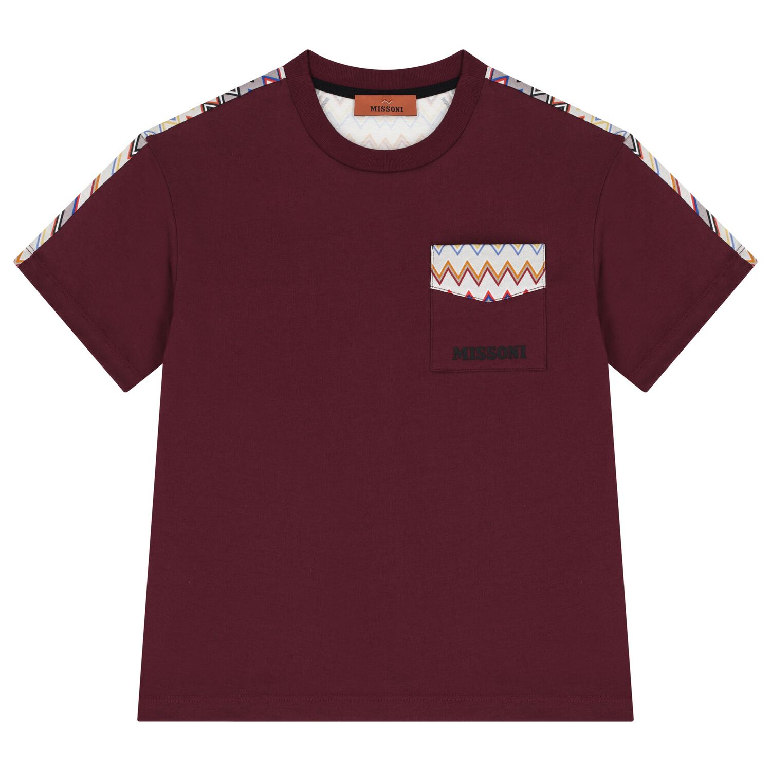 Boys Burgundy Zigzag T-Shirt, 2, hi-res image number null
