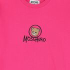 Girls Pink Teddy Bear Logo Long Sleeve Top, 5, hi-res