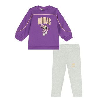 طقم ليجينز للبنات بطبعه ديزنى باللون الرمادى والبنفسجى