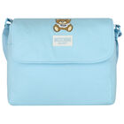 Moschino Blue Teddy Bear Logo Baby Changing Bag | Junior Couture