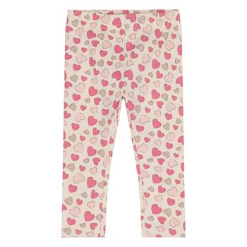 Baby Girls Beige Heart Leggings