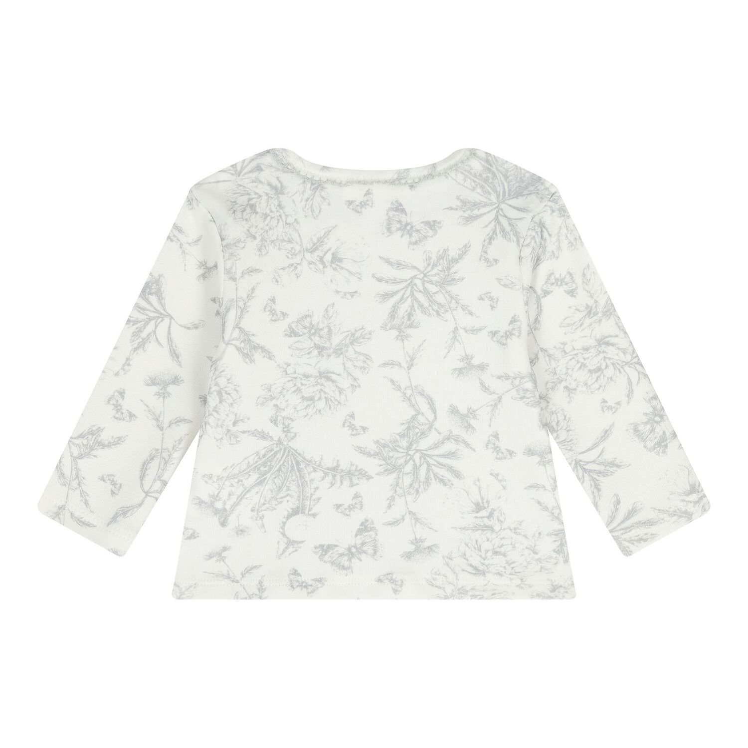 Grey & White Toile De Jouy Cotton Baby Pyjamas, 2, hi-res