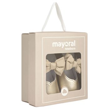 Baby Girls Gold Bow Pre Walker Shoes, 1 Baby Girls Gold Bow Pre Walker Shoes