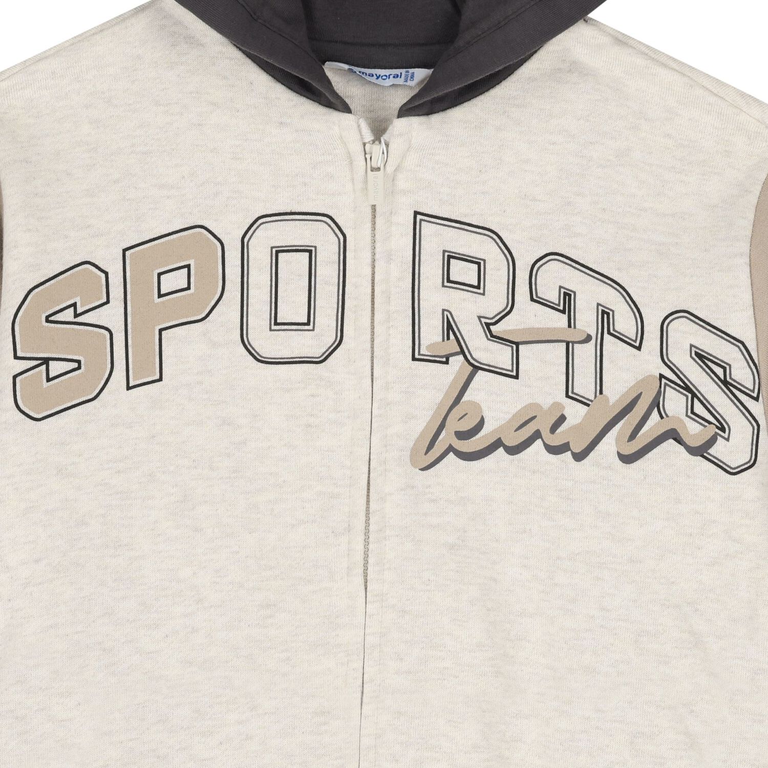 Boys Beige Hooded Tracksuit Set, 1, hi-res